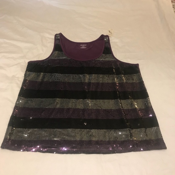 Lane Bryant Tops - New Lane Bryant Striped Sequin Tank Top